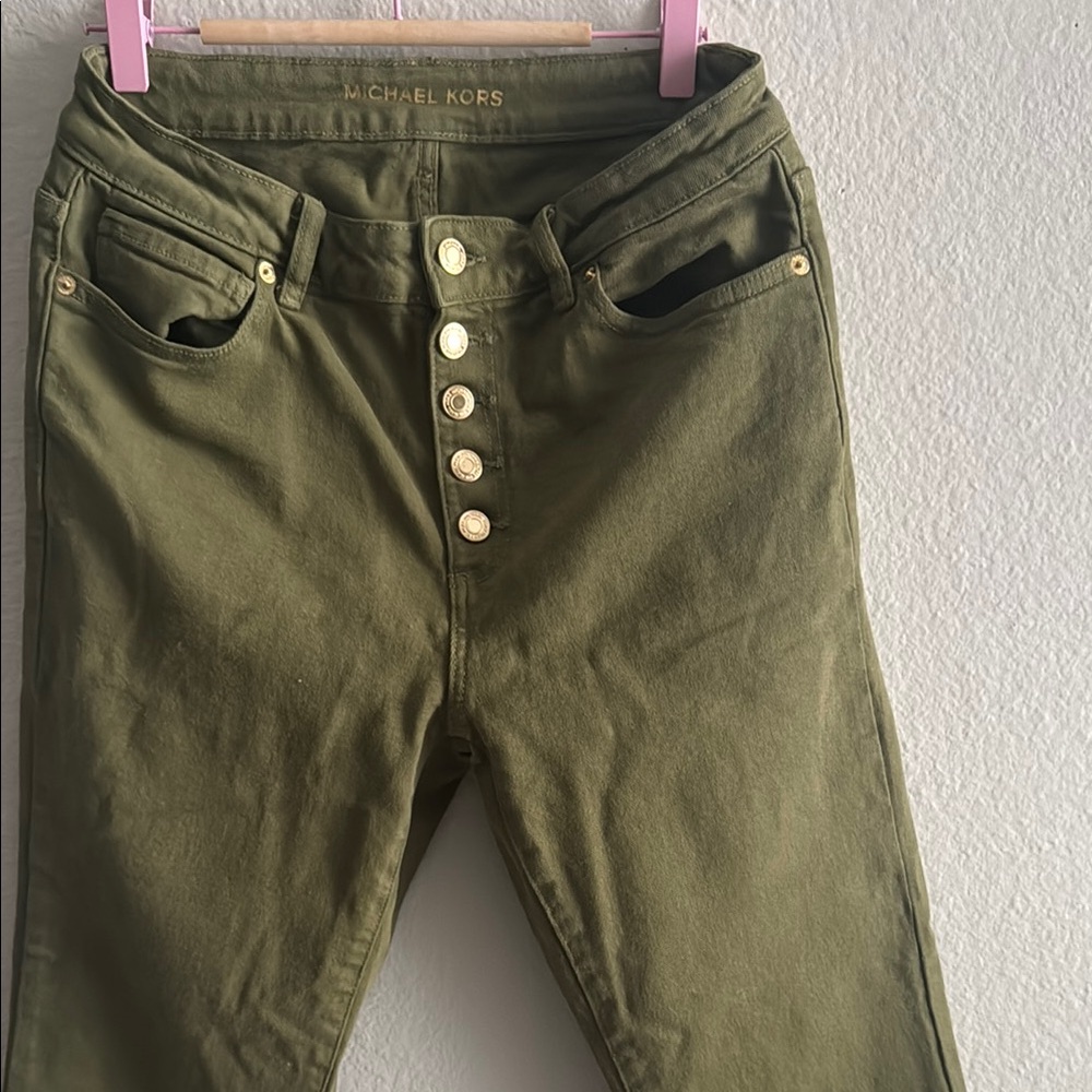 Michael Kors Olive Green Buttoned Pants